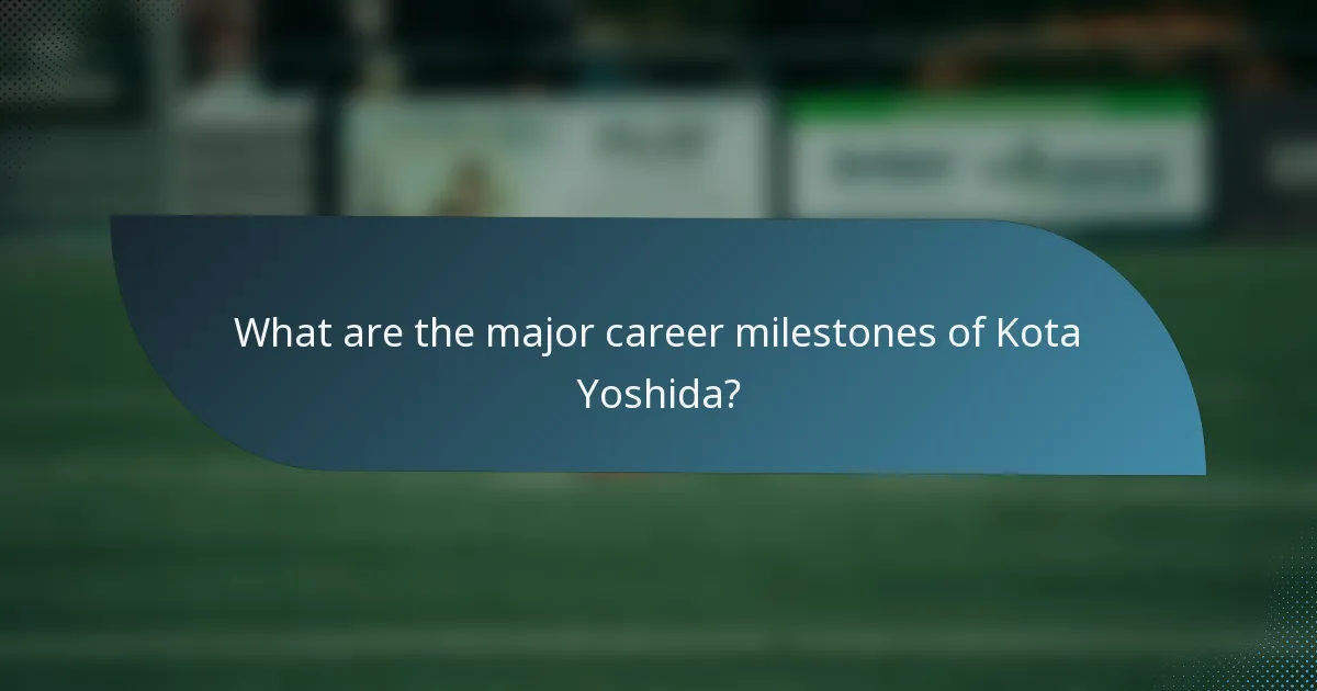 What are the major career milestones of Kota Yoshida?